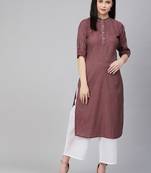 Maroon Print Cotton Blend Straight Kurta Set