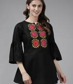 Black Embroidered Cotton Tunic