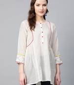 White Embroidered Cotton A-Line Tunic