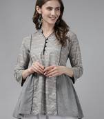 Grey Print Cotton Blend Tunic