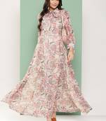 Off-White Print Georgette Flared Dress