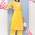 Yellow Lace Detail Cotton Blend Kurta Set