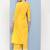 Yellow Lace Detail Cotton Blend Kurta Set