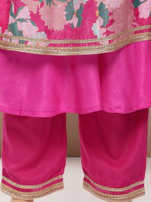 Pink Print Cotton Blend Kurta Set 3