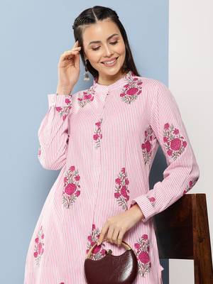 Pink Print Cotton Blend Kurta Set 2