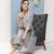 Grey Embroidered Cotton Blend A-Line Kurta Set