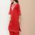 Red Embroidered Cotton Blend Kurta Set