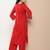 Red Embroidered Cotton Blend Kurta Set