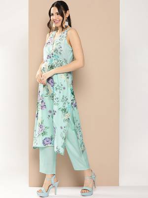 Blue Print Cotton Blend Kurta Set 3