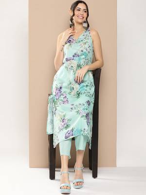 Blue Print Cotton Blend Kurta Set 5