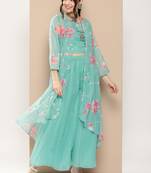 Blue Print Poly georgette Flared Kurta Set
