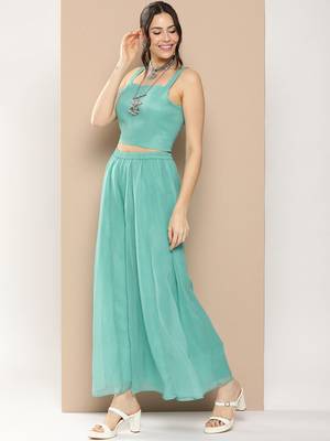 Blue Print Poly georgette Flared Kurta Set 3