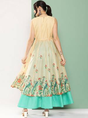Beige Print Cotton Blend Kurta Set 4