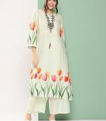 Blue Print Cotton Blend Kurta Set