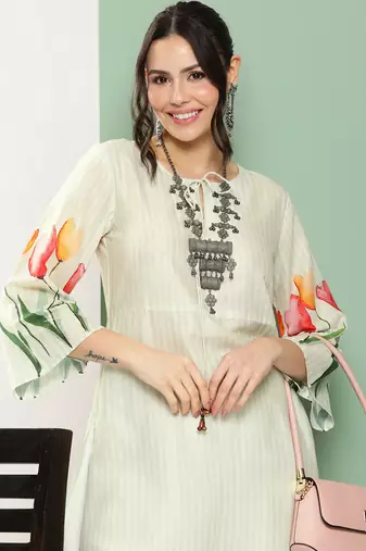 Blue Print Cotton Blend Kurta Set