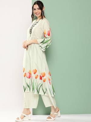 Blue Print Cotton Blend Kurta Set 3