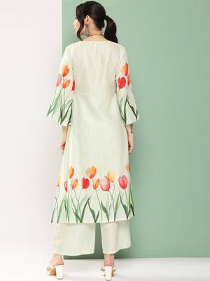 Blue Print Cotton Blend Kurta Set 4