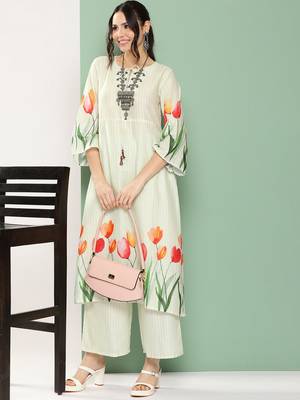 Blue Print Cotton Blend Kurta Set 5