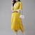 Yellow Lace Detail Cotton Blend Straight Kurta Set