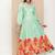 Green Print Cotton Flared Dress