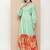 Green Print Cotton Flared Dress