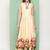 Beige Print Cotton Flared Dress