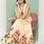 Beige Print Cotton Flared Dress