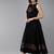 Black Embroidered Chanderi Silk Flared Dress