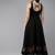 Black Embroidered Chanderi Silk Flared Dress