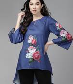 Blue Print Cotton Blend Tunic