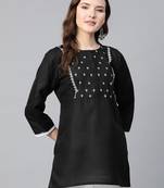 Black Embroidered Cotton Tunic