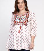 White Print Cotton Tunic