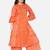 Orange Print Cotton Blend Anarkali Kurta Set