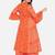 Orange Print Cotton Blend Anarkali Kurta Set