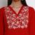 Red Embroidered Cotton Blend Straight Kurta