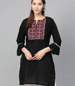 Black Embroidered Cotton Tunic
