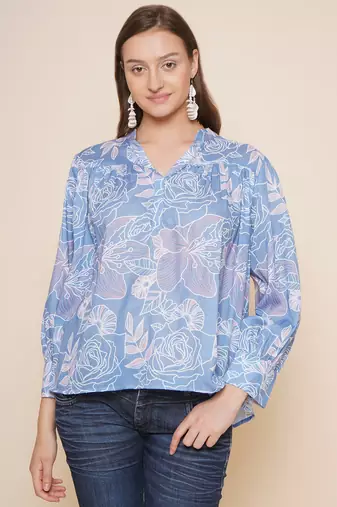 Blue Print Cotton Top