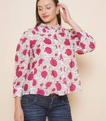 White Print Cotton Top