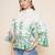 White Print Cotton Blend Top