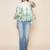 White Print Cotton Blend Top