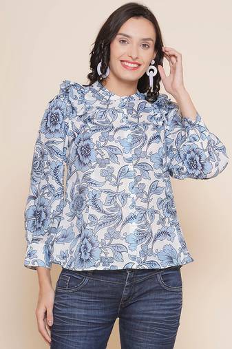 White Print Cotton Top