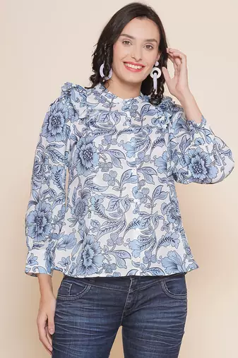 White Print Cotton Top