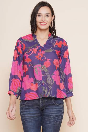 Purple Print Cotton Top