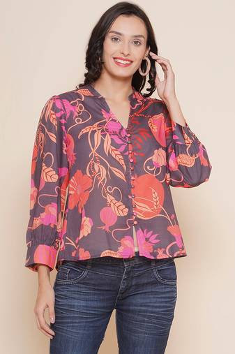 Black Print Cotton Top