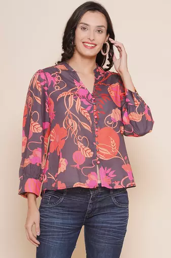 Black Print Cotton Top