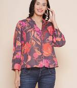 Black Print Cotton Top