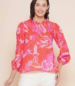 Red Print Cotton Top