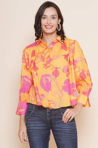 Mustard Print Cotton Top
