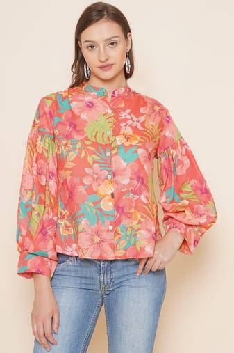 Peach Print Cotton Top