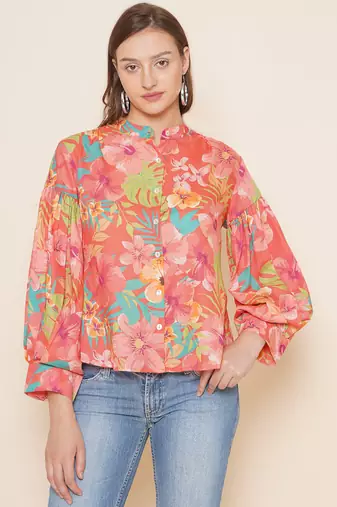 Peach Print Cotton Top